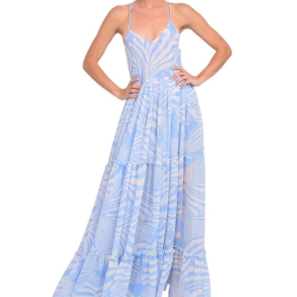 NWT MISA Los Angeles Light Blue Kalita Maxi Dress, size L